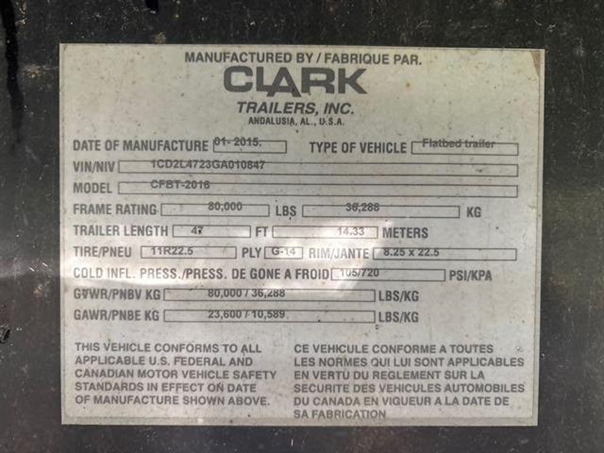2016 Clark Trailer S 47' FLATBED - image 2 of 4