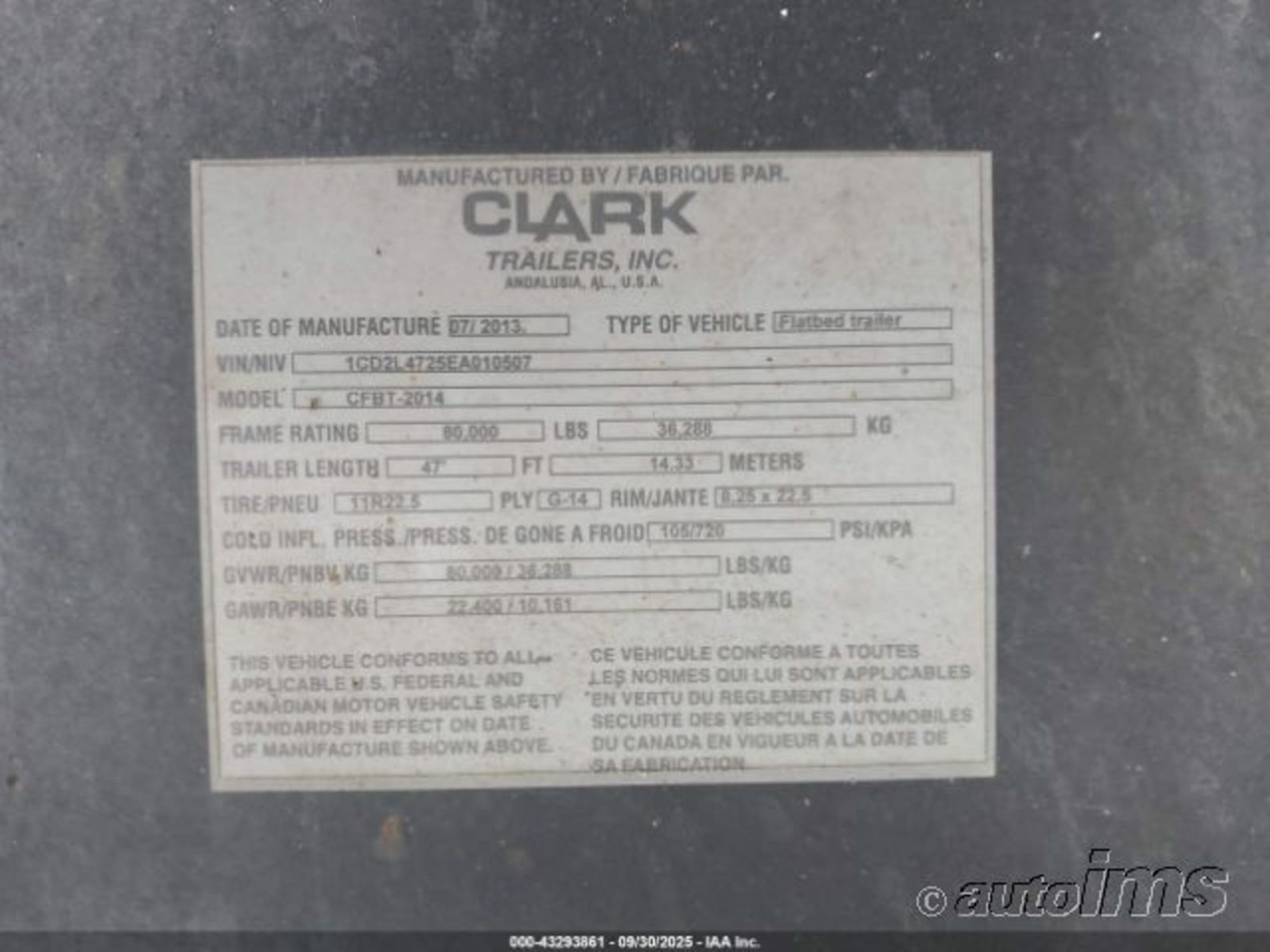 2014 Clark Trailer S FLATBED - image 1 of 6